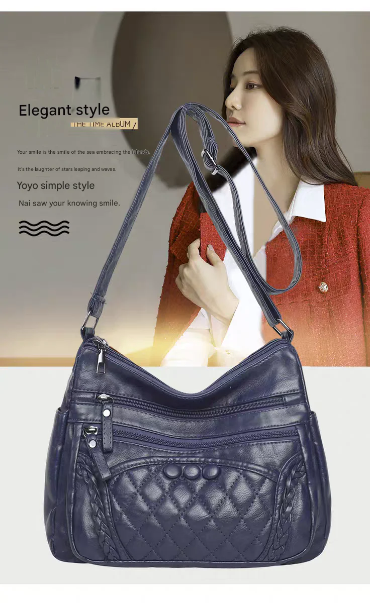 Soft leather women's bag, new style, fashionable and versatile bag, large capacity, trendy shoulder crossbody bag 8028 - Image 3