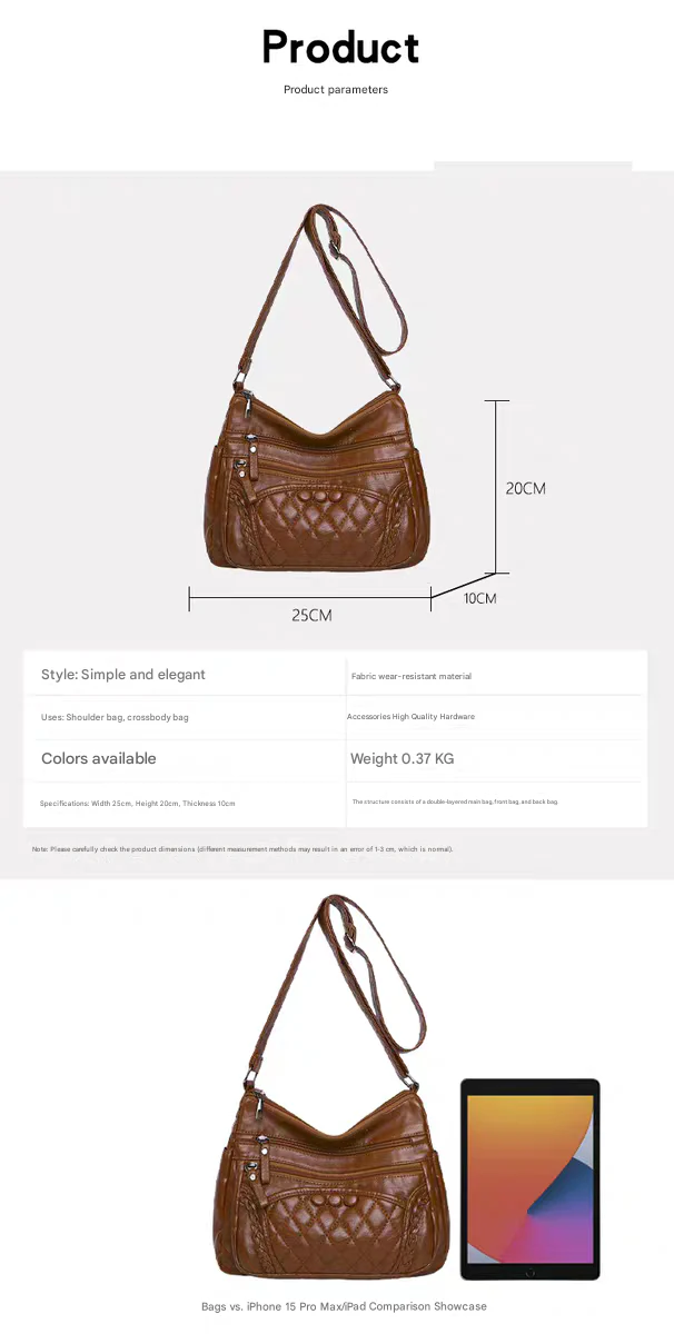 Soft leather women's bag, new style, fashionable and versatile bag, large capacity, trendy shoulder crossbody bag 8028 - Image 5
