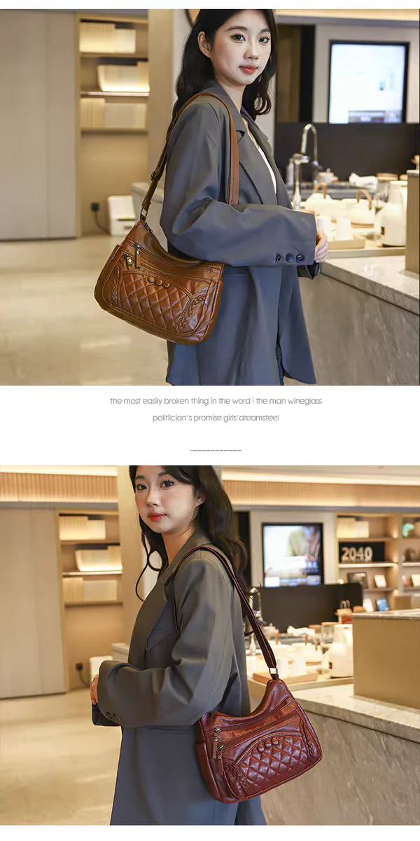 Soft leather women's bag, new style, fashionable and versatile bag, large capacity, trendy shoulder crossbody bag 8028 - Image 9