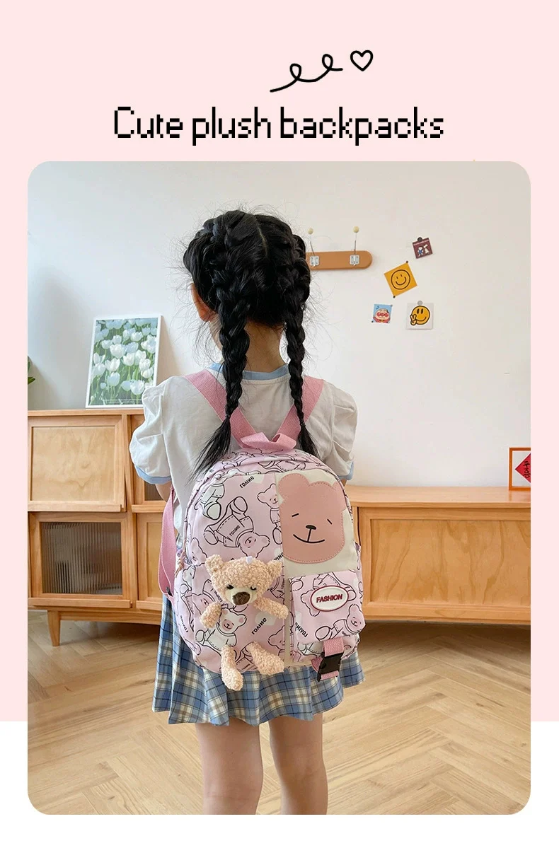 Student bag backpack children bag in one cartoon doll bag For Nursery, Kg And One Class ZK417 - Image 2