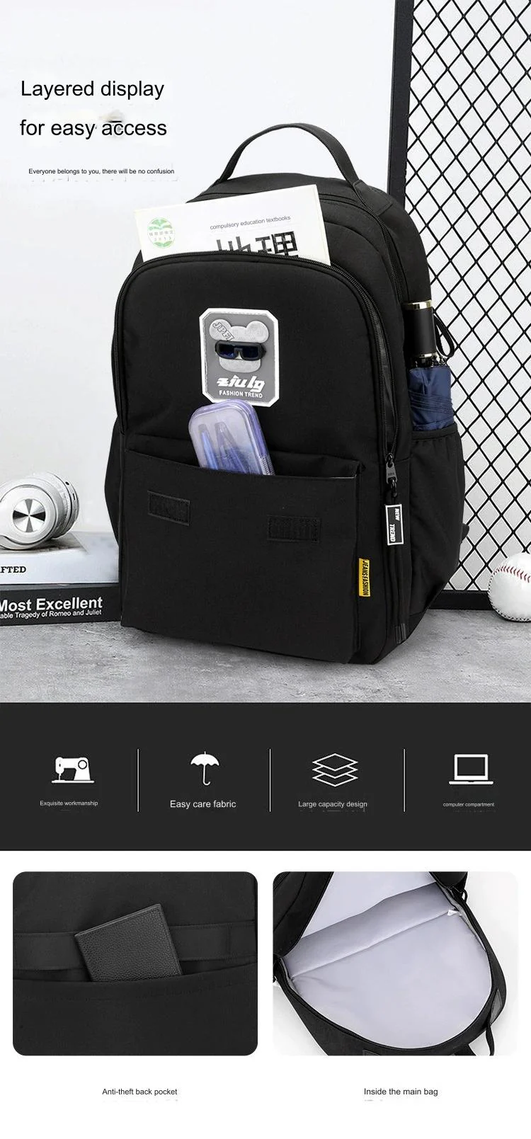 Stylish Kids Backpack With Special Gradient Decorative design KH18 - Image 6