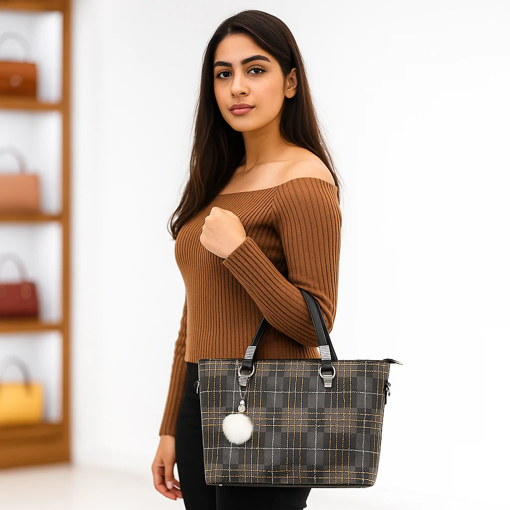 Stylish Check Handbag for Women Daily & Party Use – Luxury Style on Sale F2036 - Image 2