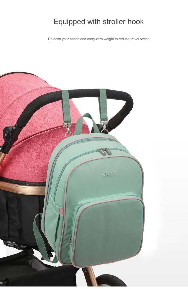 Pink Baby Nappy Diaper Backpack, Foldable Stroller Bag, Mosquito Net 4124 - Image 11