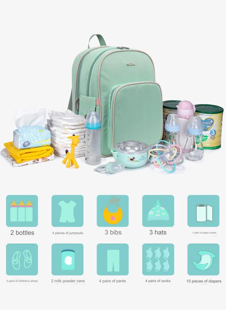 Pink Baby Nappy Diaper Backpack, Foldable Stroller Bag, Mosquito Net 4124 - Image 12