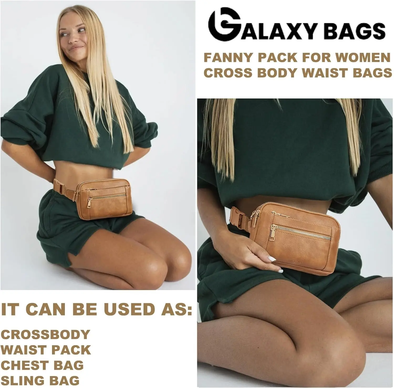Premium Leather Fanny Pack - Lightweight Waist Bag with Adjustable Belt - Image 3