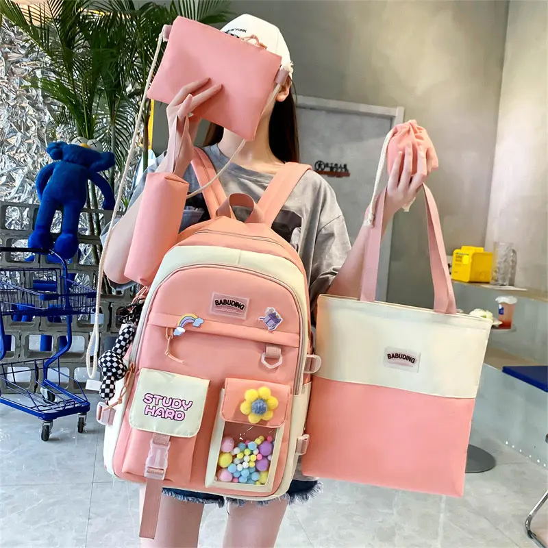 New High School Five-Piece set of Multi-Compartment Fashion Schoolbag 3002 - Image 10