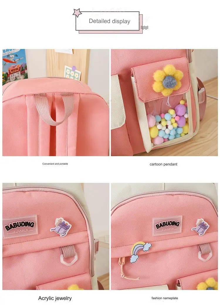 New High School Five-Piece set of Multi-Compartment Fashion Schoolbag 3002 - Image 8