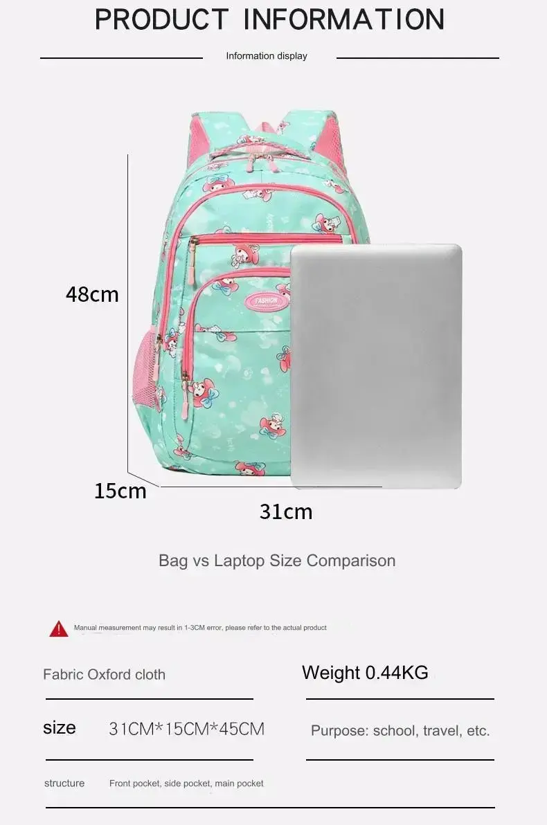 Waterproof Bow Print Student Backpack 1217 - Image 4