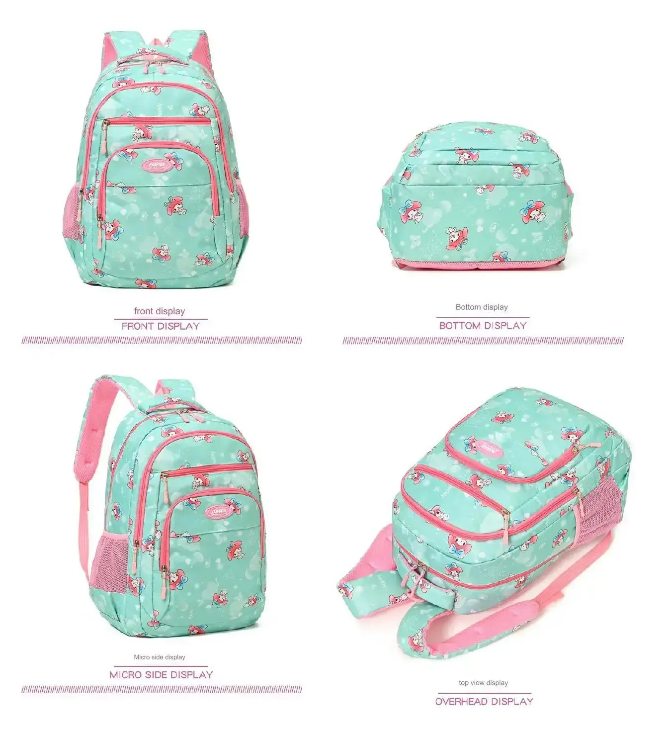 Waterproof Bow Print Student Backpack 1217 - Image 5
