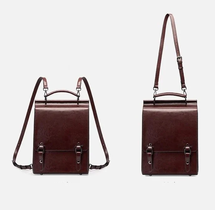 Musterd Leather Backpacks For women-Chic Zipper Closure Backpack 557-1 - Image 3