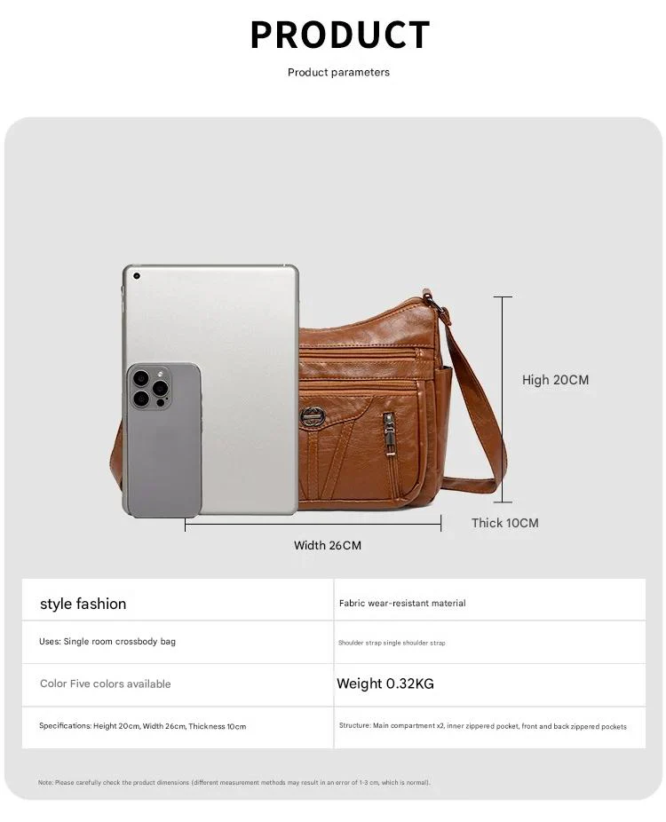 Women's soft leather backpack large capacity fashionable simple multi-layer shoulder crossbody bag 182-5 - Image 11