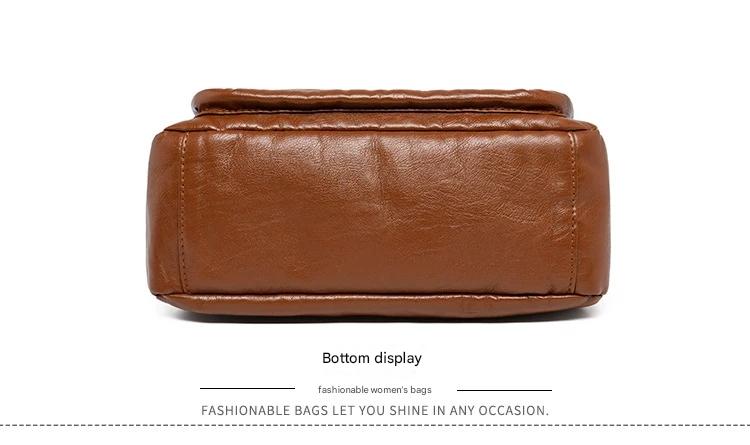 Women's soft leather backpack large capacity fashionable simple multi-layer shoulder crossbody bag 182-5 - Image 23