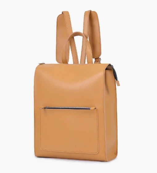 Yellow Leather Backpacks For women-Chic Zipper Closure Backpack 557-2 - Image 3