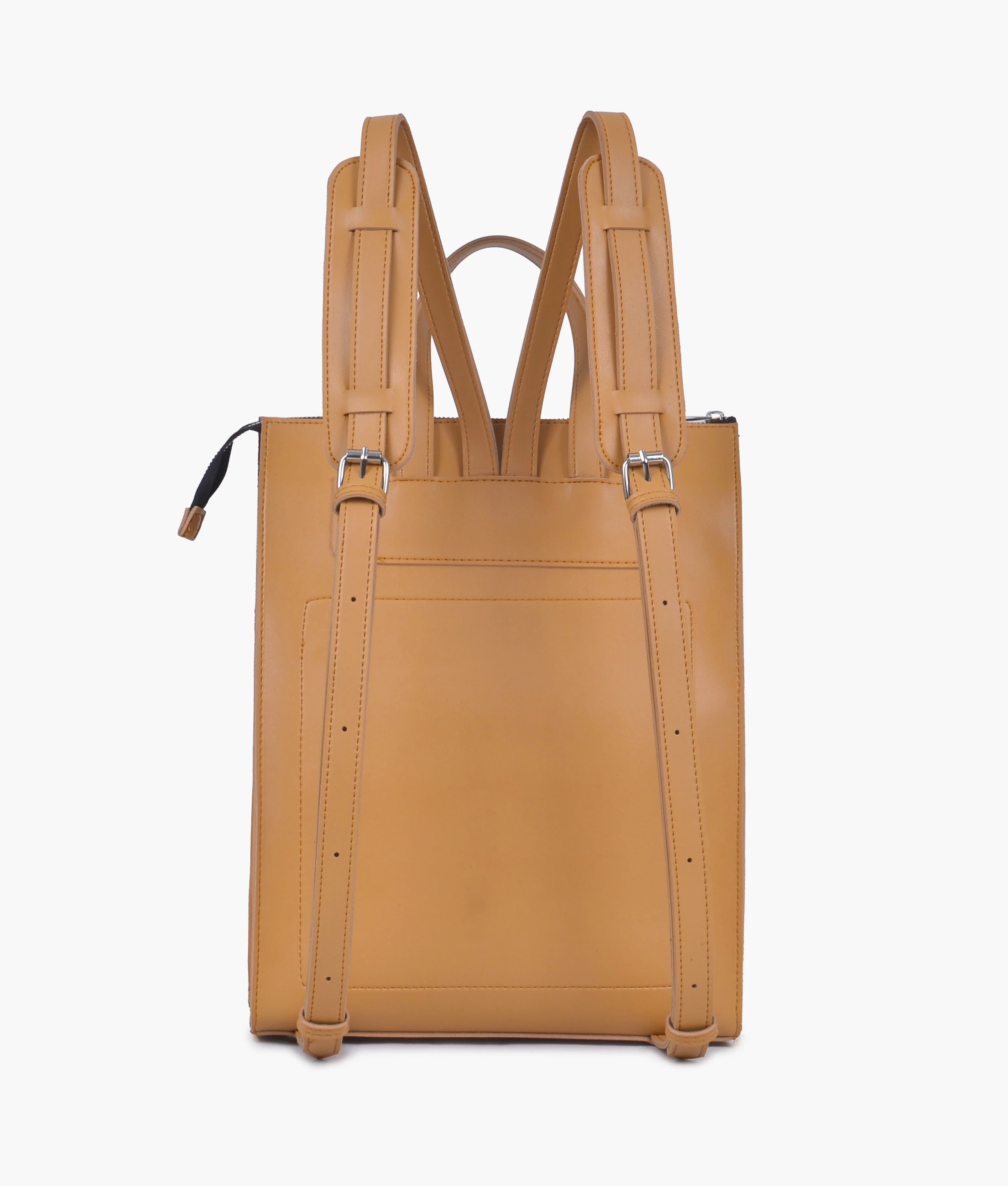 Yellow Leather Backpacks For women-Chic Zipper Closure Backpack 557-2 - Image 4